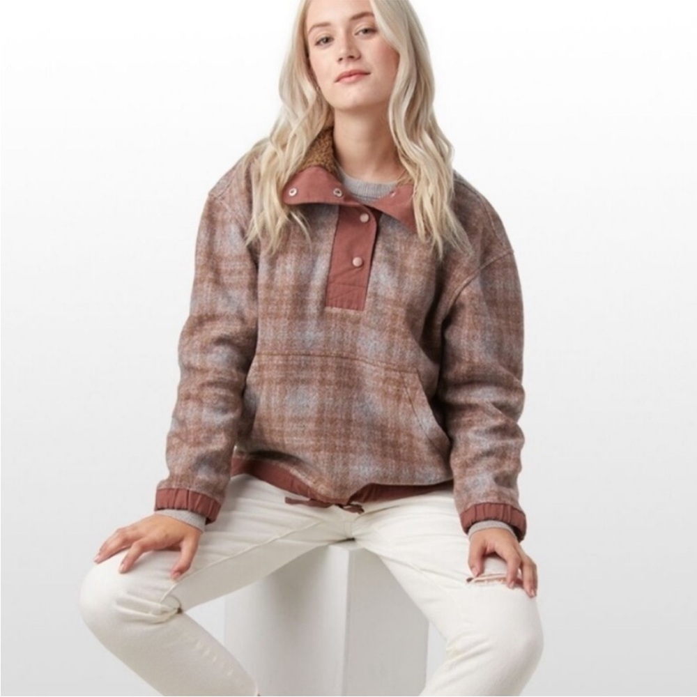 REI Cooperative Plaid Sherpa-Lined Pullover – Women’s Small ✨